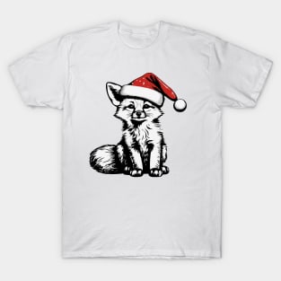 Christmas Elephant with Santa Hat T-Shirt